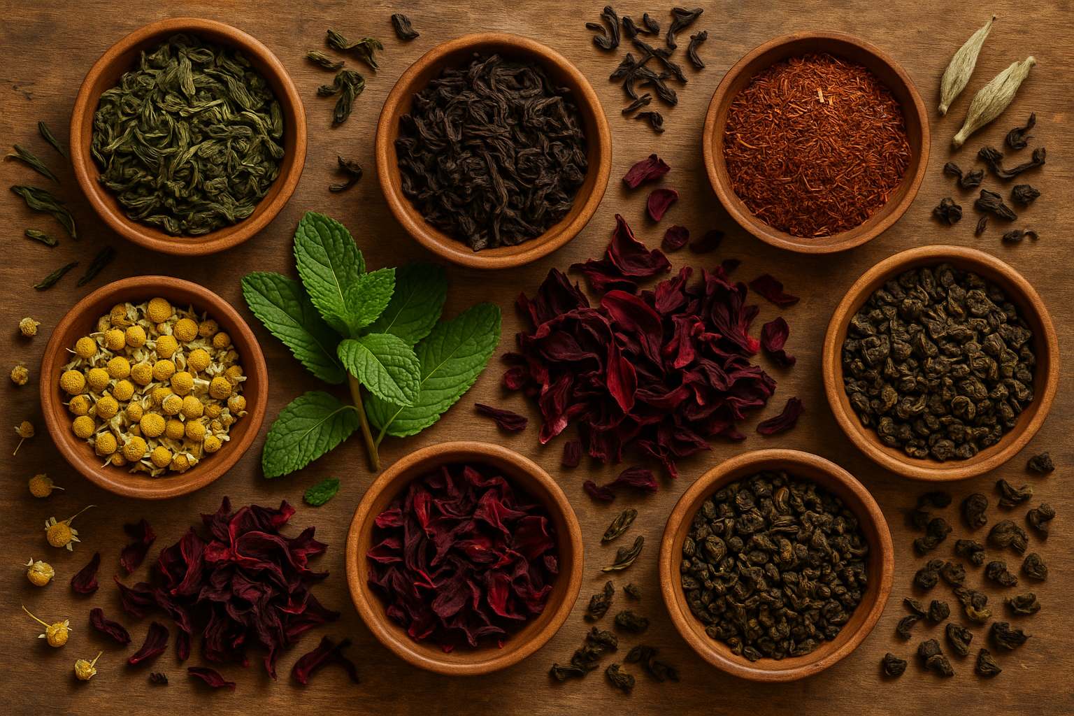 Background herbes et thés