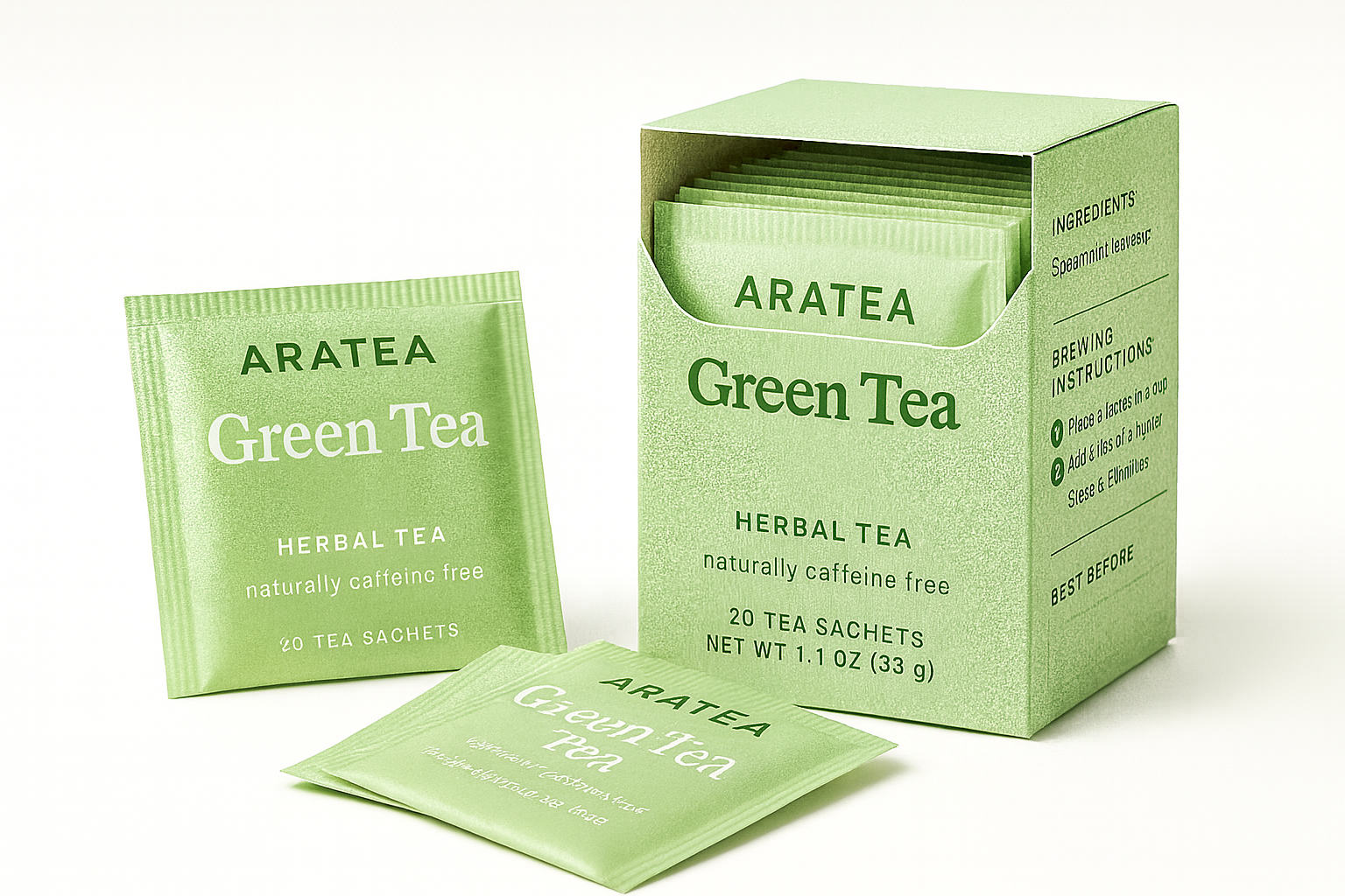Packaging Aratea Green Tea en vert plus clair