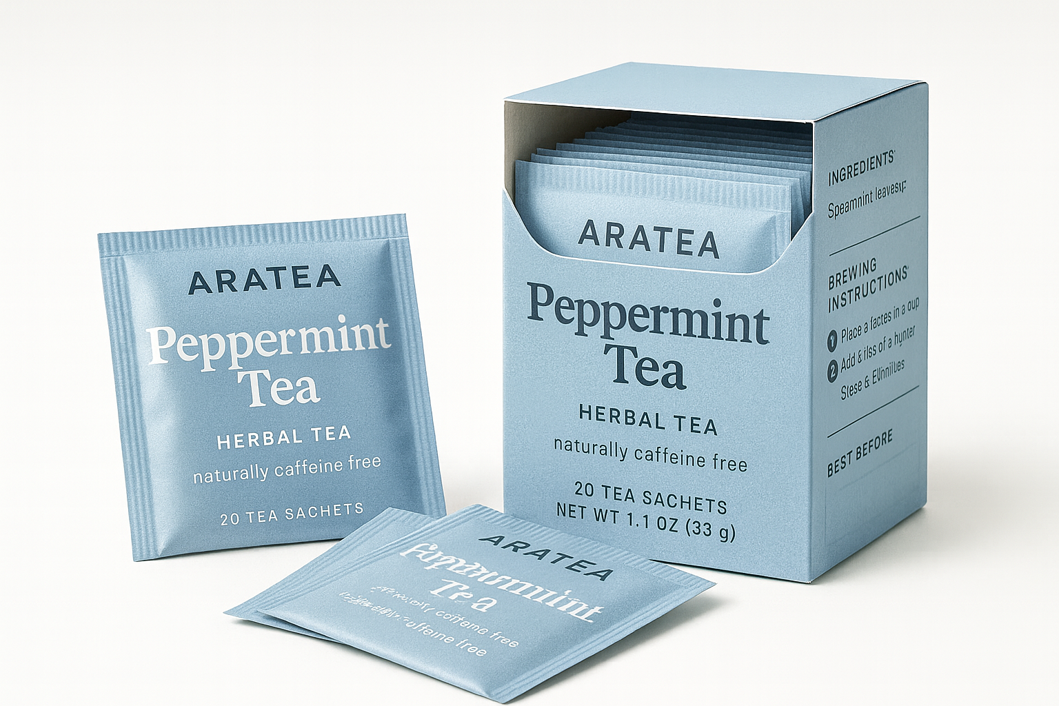 Packaging Aratea Peppermint Tea en bleu